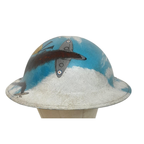 545 - WW2 Battle of Britain Memorial Helmet. Original British Homefront Helmet with post war painting.