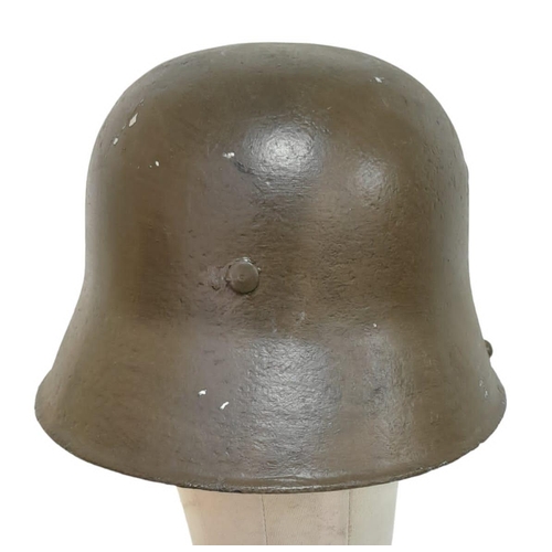 639 - Re-painted WW1 German M-16 Stahlhelm helmet with improvised liner and incorrect chin strap. Ideal st... 