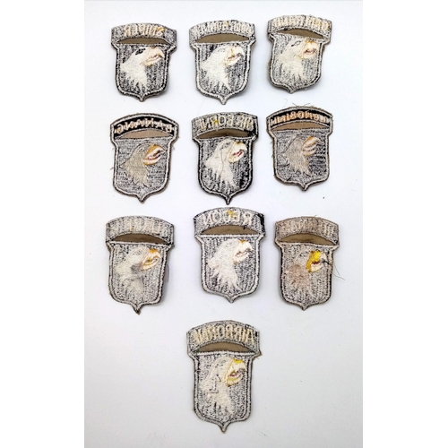 936 - 10 x Different Vietnam War Era in Country Made 101 st Airborne Screaming Eagle Patches.