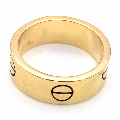 An 18 Carat Gold Cartier Style Screw Head Ring Size J. 3.66 Grams