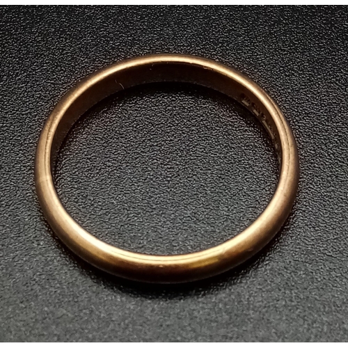 1700 - A Vintage 9K Yellow Gold Band Ring. Size M. 2.3g