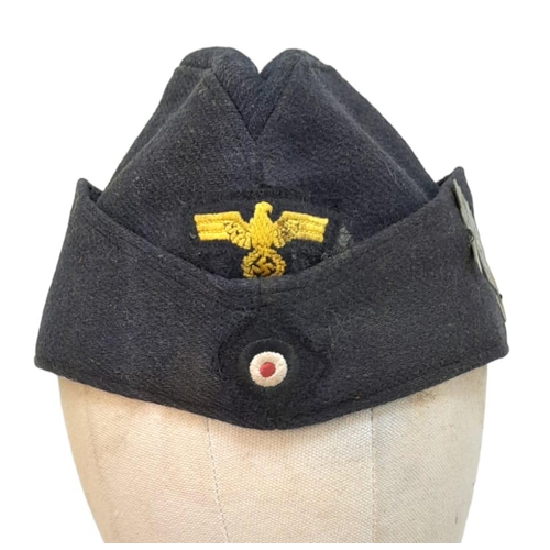 194 - WW2 German Kriegsmarine Enlisted Man’s Side Cap with U-Boat Flotilla Insignia.