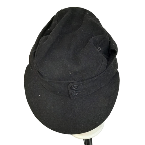 449 - WW2 German M43 Panzer Side Cap. Black wool construction with removed insignia, (maybe P.O.W). The fr... 