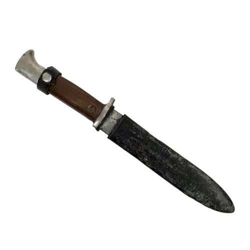 559 - WW2 German Hitler Youth Dagger with homemade wooden handle and NSKK Button set into it.