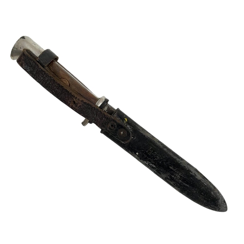 559 - WW2 German Hitler Youth Dagger with homemade wooden handle and NSKK Button set into it.