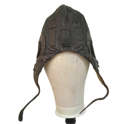 719 - 3 rd Reich National Socialist Flyers Corps Flying Helmet with Hand Sewn Badge. Most likely worn in c... 