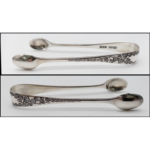 730 - An antique pair of hallmarked 1904 John Round & Sons, Sheffield Silversmith, Decorative detailed Sug... 