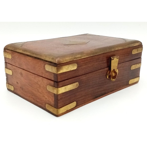 1013 - A Vintage Wood and Brass Trinket Box. 15cm x 10cm.