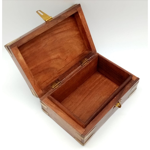 1013 - A Vintage Wood and Brass Trinket Box. 15cm x 10cm.