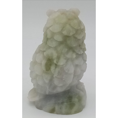 248 - A Wonderful Hand Carved Cauliflower Jade Owl. Ornament or paperweight. 8cm tall