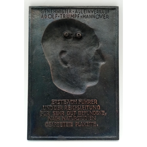 421 - 3 rd Reich Copper Plated Cased Fuhrer Plaque. Awarded to middle ranking political and state official... 