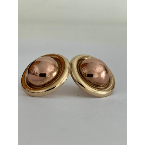 112 - Stunning Pair of 9 carat ‘SATURN’ EARRINGS in YELLOW and ROSE GOLD. Complete with 9 carat  Gold back... 