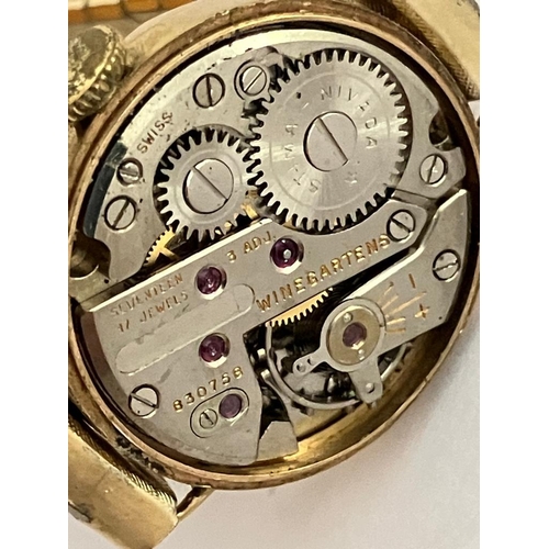 322 - Ladies vintage 9 carat GOLD WINEGARTENS WRISTWATCH. Having gold hands and digits with subsidiary sec... 