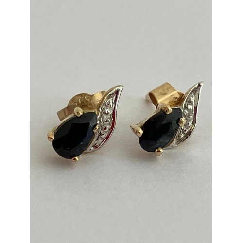 525 - 2 x pairs of 9 carat GOLD EARRINGS. First pair having SAPPHIRE and TOPAZ, together with a pair set w... 