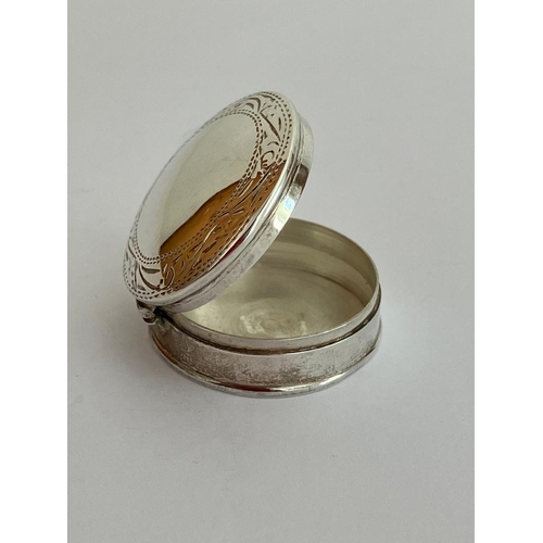 616 - Vintage SILVER PILL BOX Circular form with attractive chased design to lid. Full hallmark to base. H... 