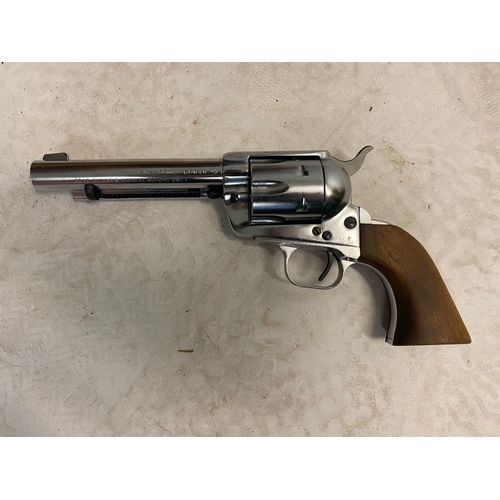 754 - A Deactivated Nickel-Plated Brocock 1873 Peacemaker Revolver. 5 1/2 inch barrel with a revolving cyl... 