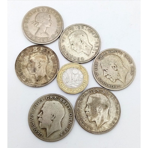 988 - A Parcel of Five Pre-1947 Half Crown Coins, plus one 1956 QE2 Half Crown.

Fine to Very Fine Conditi... 