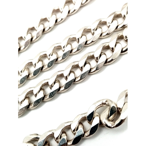 613 - A 44cms SILVER CURB LINK NECK CHAIN .  51.9gms