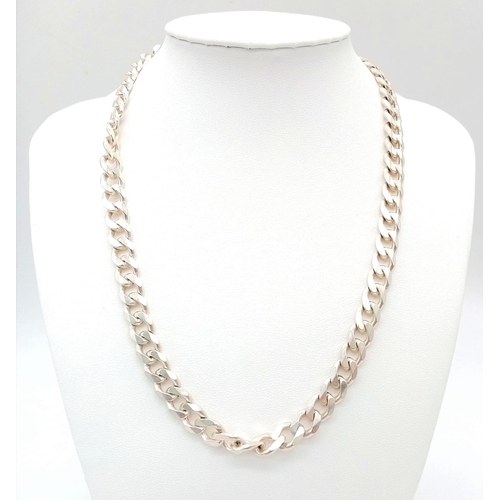 613 - A 44cms SILVER CURB LINK NECK CHAIN .  51.9gms