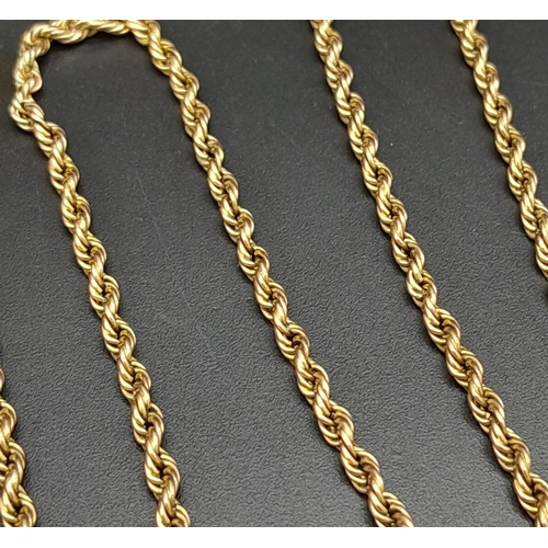 164 - A 9K Rose Gold Rope Necklace - 38cm. 7.7g weight.