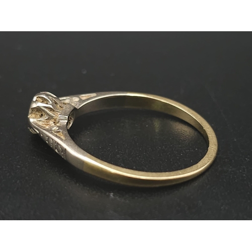 172 - A Vintage 18K Yellow Gold Diamond Solitaire Ring. Size M. 2.12g total weight.