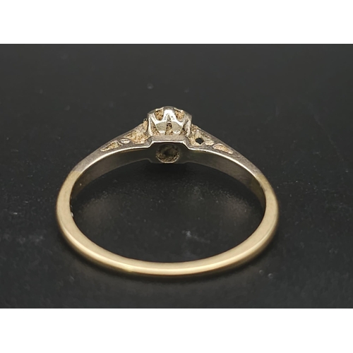 172 - A Vintage 18K Yellow Gold Diamond Solitaire Ring. Size M. 2.12g total weight.