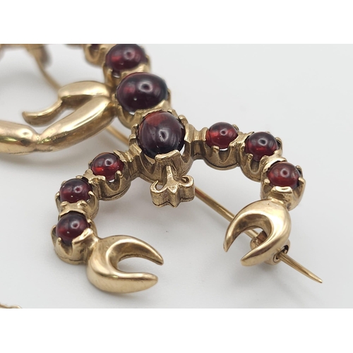 179 - A Head-Turning Vintage 9K Yellow Gold and Garnet Scorpion Brooch! Ready to sting with a curled tail ... 