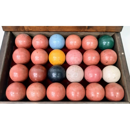 254 - A Set of Vintage/Antique Bonzoline Billiard Balls in Original Case. 24 balls in total. 37cm x 26cm.