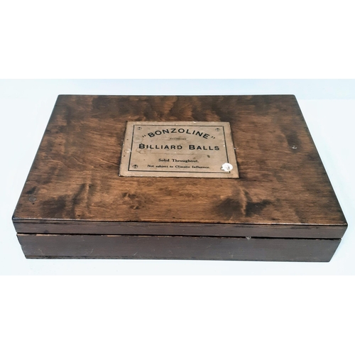 254 - A Set of Vintage/Antique Bonzoline Billiard Balls in Original Case. 24 balls in total. 37cm x 26cm.