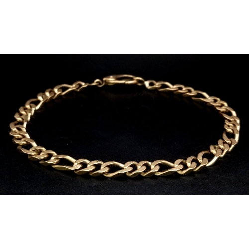 29 - A Vintage 9K Yellow Gold Figaro Link Bracelet with Lobster Clasp. 20cm. 12.55g weight.