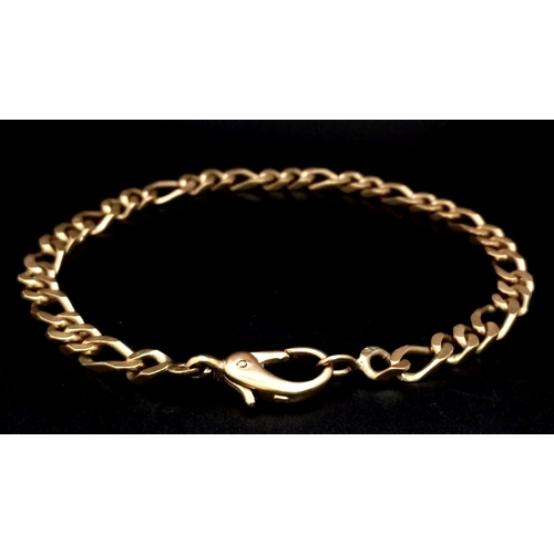 29 - A Vintage 9K Yellow Gold Figaro Link Bracelet with Lobster Clasp. 20cm. 12.55g weight.