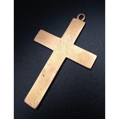 290 - A Vintage 15K Yellow Gold Cross Pendant. 4cm x 2.5cm. 5g weight.