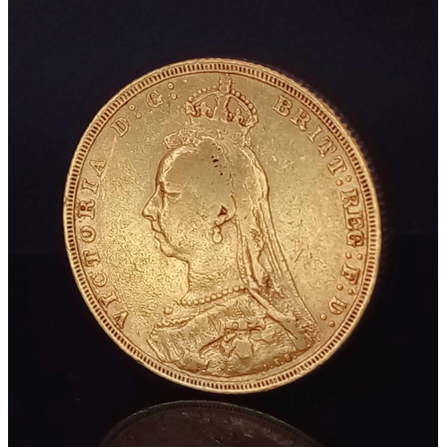 355 - An 1892 22k Gold Queen Victoria Full Sovereign.