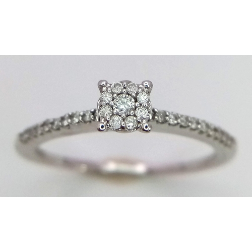 440 - 9K WHITE GOLD DIMAOND RING 0.14CT 

WEIGHT: 2G 
SIZE P