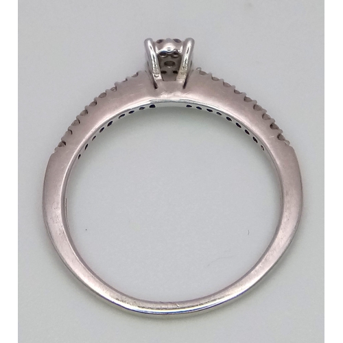 440 - 9K WHITE GOLD DIMAOND RING 0.14CT 

WEIGHT: 2G 
SIZE P