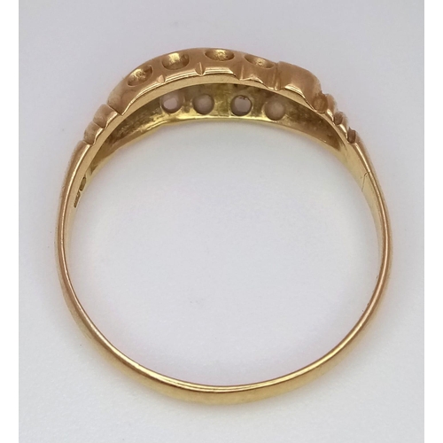 461 - 18K YELLOW GOLD ANTIQUE 5 STONE DIAMOND RING 

HALLMARKED 1911 BIRMINGHAM

WEIGHT: 2.3G