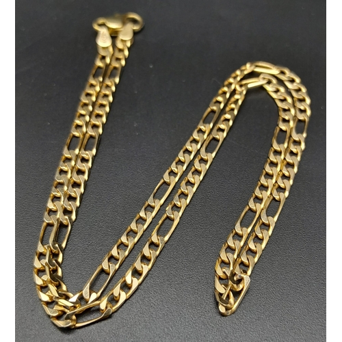 47 - A 9K Yellow Gold Figaro Link Chain. 40cm. 6.4g weight.