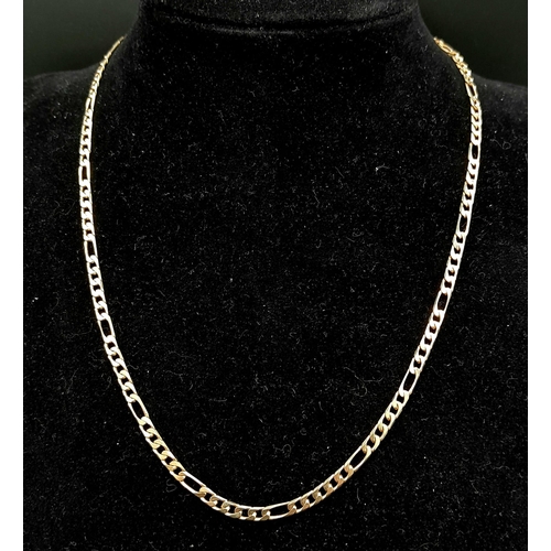 47 - A 9K Yellow Gold Figaro Link Chain. 40cm. 6.4g weight.