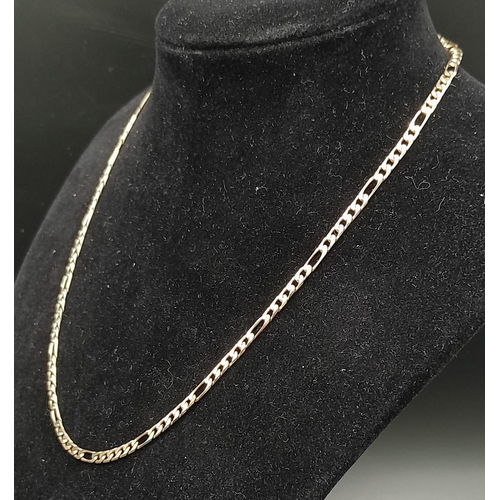 47 - A 9K Yellow Gold Figaro Link Chain. 40cm. 6.4g weight.