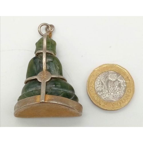 489 - LARGE BUDDHA GREEN STONE BELIVED TO BE JADE PENDANT 

WEIGHT: 21.3G