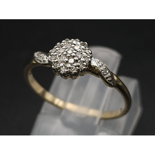 590 - 9K YELLOW GOLD DIAMOND CLUSTER RING 0.10CT

WEIGHT: 1.4G 
SIZE M