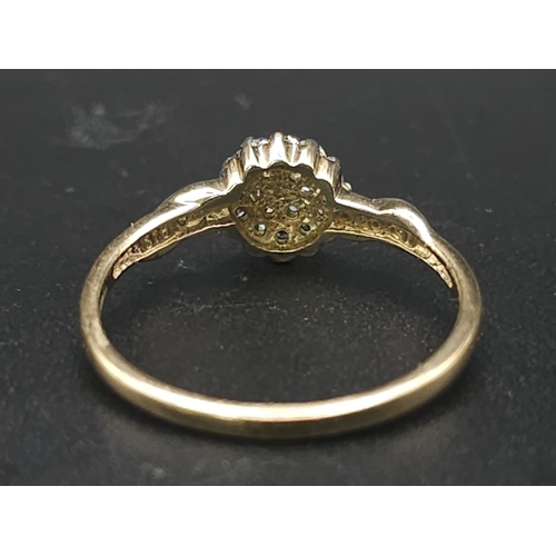 590 - 9K YELLOW GOLD DIAMOND CLUSTER RING 0.10CT

WEIGHT: 1.4G 
SIZE M