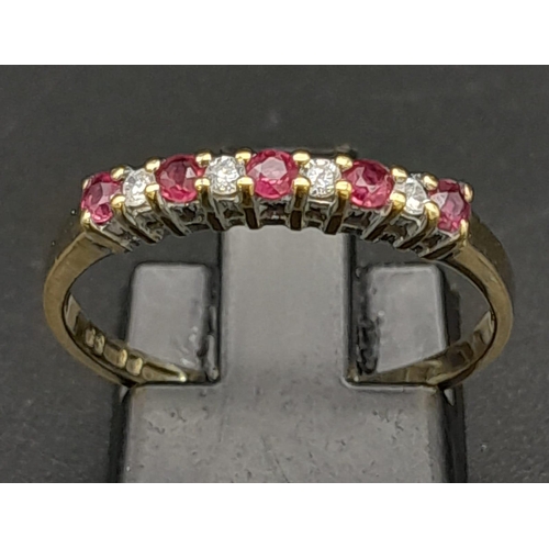 700 - 9K YELLOW GOLD DIAMOND & RUBY BAND RING 

WEIGHT: 1.5G 
SIZE O