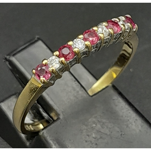 700 - 9K YELLOW GOLD DIAMOND & RUBY BAND RING 

WEIGHT: 1.5G 
SIZE O