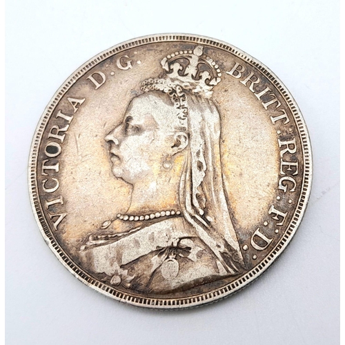 727 - A 1890 VICTORIAN SILVER CROWN .  28gms