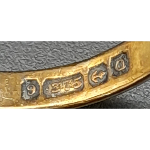 734 - A VINTAGE 9K GOLD GENTS SIGNET RING WITH INITIALS FN  .  5.4gms   size U