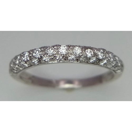 321 - 18K WHITE GOLD 3 ROW DIMAOND RING 0.50CT APPROX 
(1 SMALL DIMAOND MISSING NOT NOTICABLE) 

1.7G SIZE... 