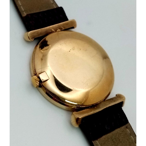 376 - A Vintage 1970’s Rare Bueche-Girod 9 Carat Gold Men’s Manual Wind Watch. 
32mm Wide Including Crown.... 