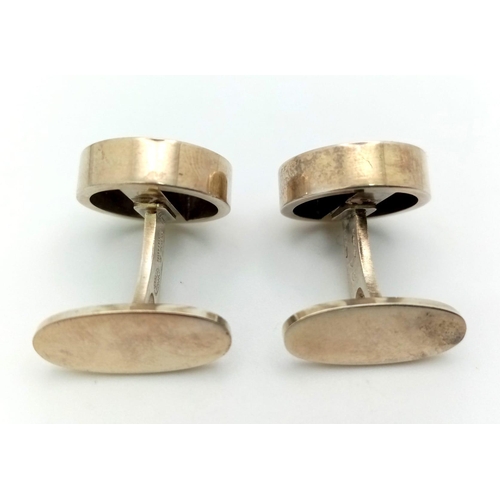 383 - A Superb Pair of Rare Vintage Silver Georg Jensen Modernist Design Cufflinks in Original Presentatio... 