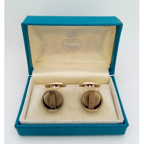 383 - A Superb Pair of Rare Vintage Silver Georg Jensen Modernist Design Cufflinks in Original Presentatio... 